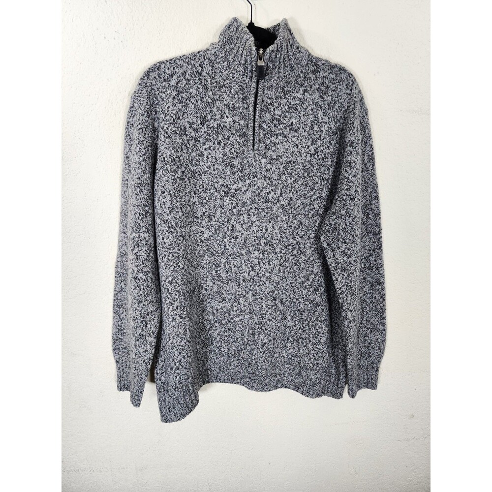 Blumarine Uomo Mens Sweater XXL Gray Marled Wool Quarter Zip Mock Neck Italy